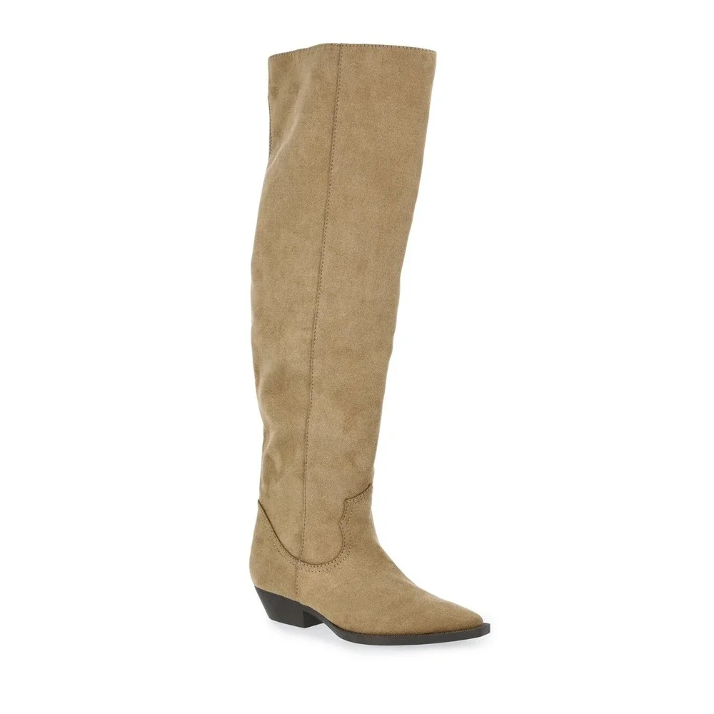 Time‎ & Tru Women's Size 6 Faux Suede Over The Knee Boots Taupe Tan Sand New